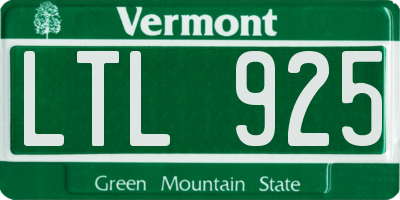 VT license plate LTL925