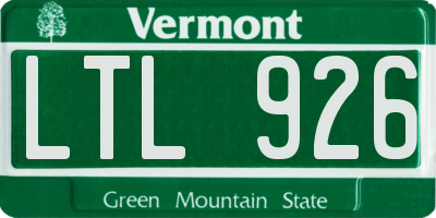 VT license plate LTL926