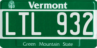 VT license plate LTL932