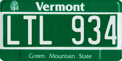 VT license plate LTL934