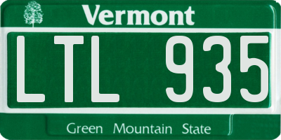VT license plate LTL935