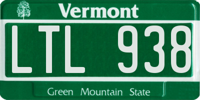 VT license plate LTL938