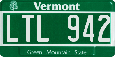 VT license plate LTL942