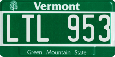 VT license plate LTL953
