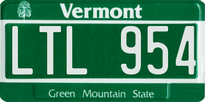 VT license plate LTL954