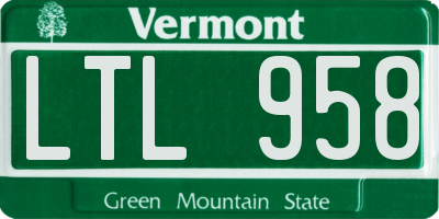 VT license plate LTL958