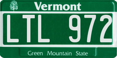 VT license plate LTL972