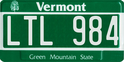 VT license plate LTL984
