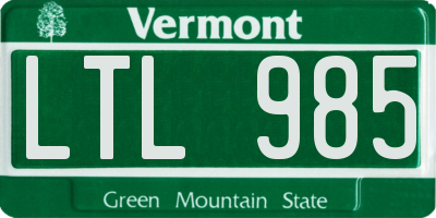 VT license plate LTL985