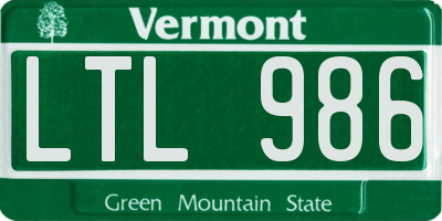 VT license plate LTL986