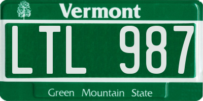 VT license plate LTL987