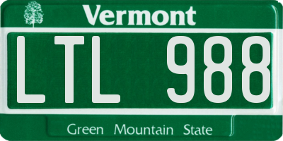 VT license plate LTL988