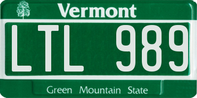 VT license plate LTL989