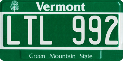 VT license plate LTL992