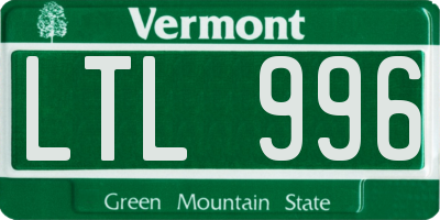 VT license plate LTL996