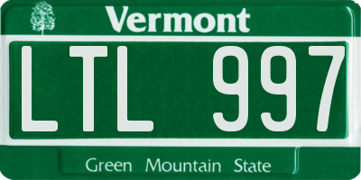 VT license plate LTL997