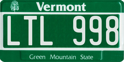 VT license plate LTL998