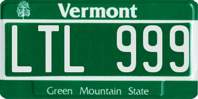 VT license plate LTL999