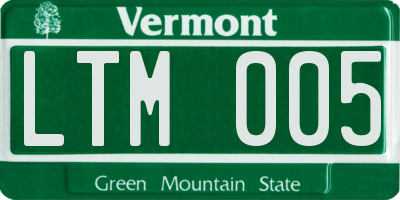 VT license plate LTM005
