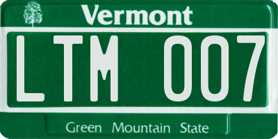 VT license plate LTM007