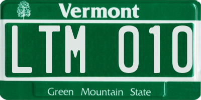 VT license plate LTM010