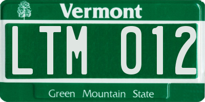 VT license plate LTM012