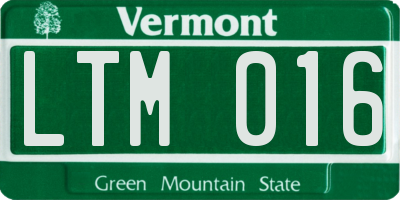 VT license plate LTM016