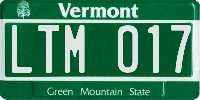 VT license plate LTM017