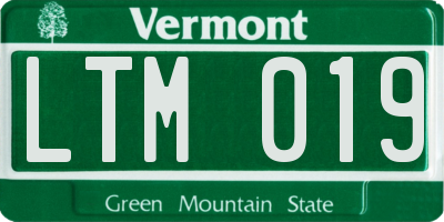 VT license plate LTM019