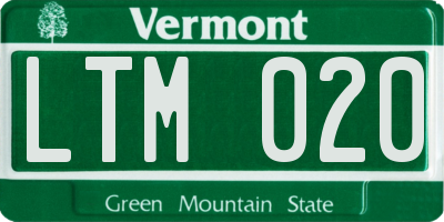 VT license plate LTM020