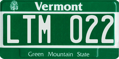 VT license plate LTM022