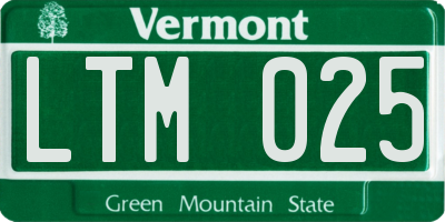 VT license plate LTM025