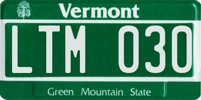 VT license plate LTM030