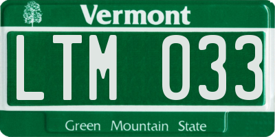 VT license plate LTM033