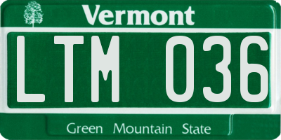 VT license plate LTM036