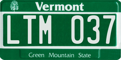 VT license plate LTM037