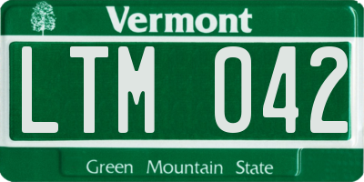 VT license plate LTM042