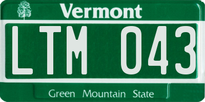 VT license plate LTM043