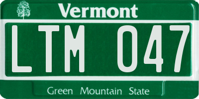 VT license plate LTM047