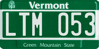 VT license plate LTM053