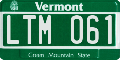 VT license plate LTM061