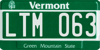VT license plate LTM063
