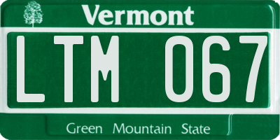 VT license plate LTM067
