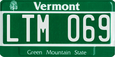 VT license plate LTM069