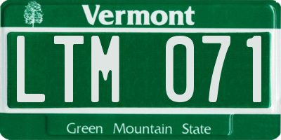 VT license plate LTM071