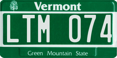 VT license plate LTM074