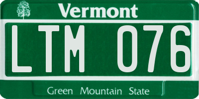 VT license plate LTM076