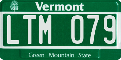 VT license plate LTM079