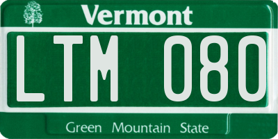 VT license plate LTM080