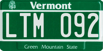 VT license plate LTM092